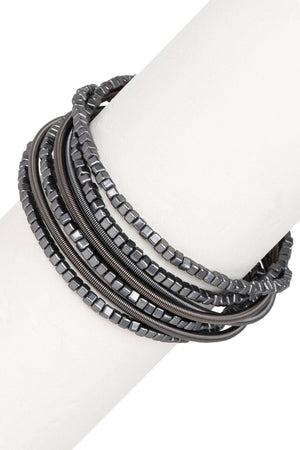 Scarlett Metallic Beaded Bracelet: Gunmetal - The Collective Park City