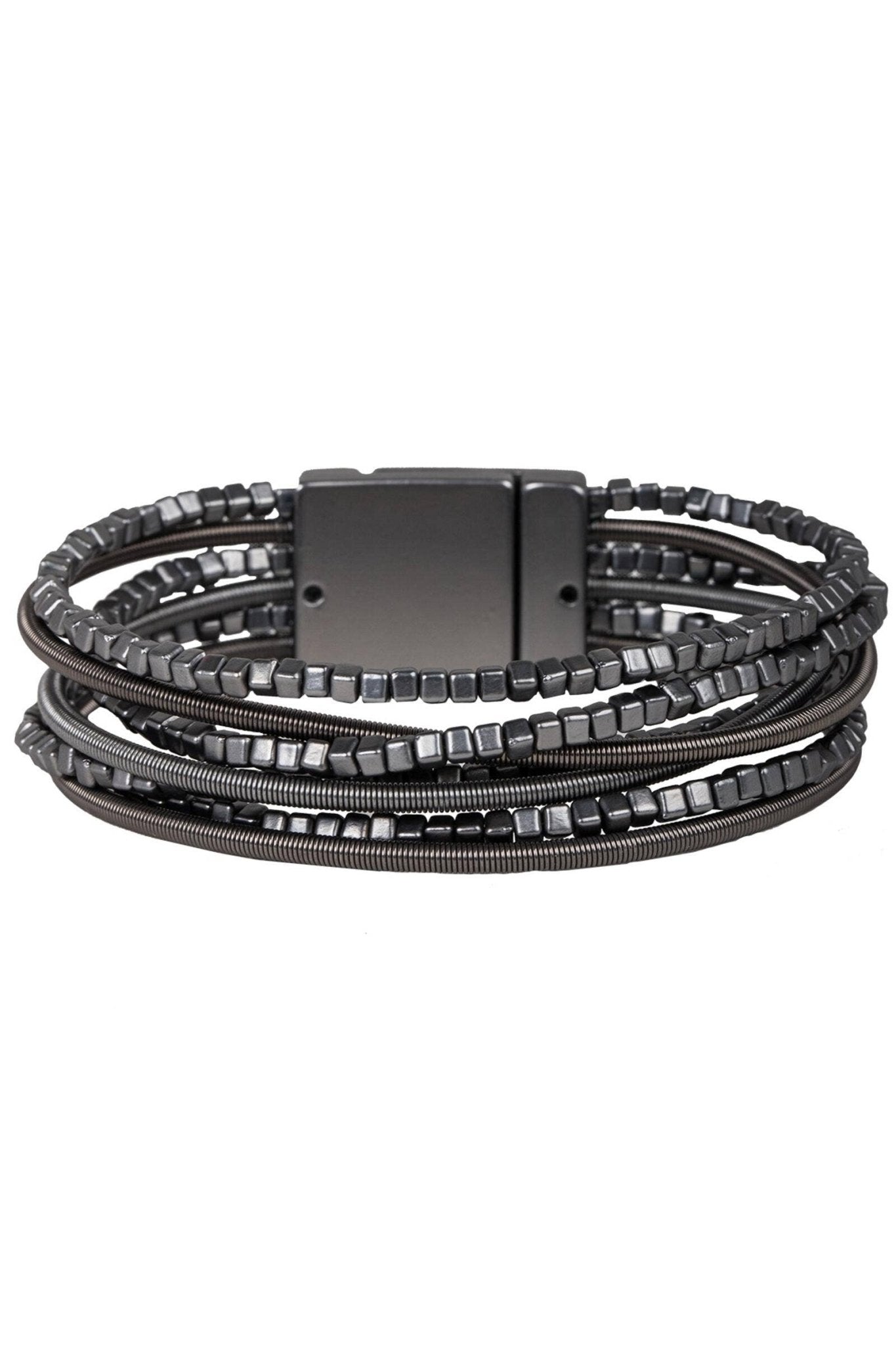 Scarlett Metallic Beaded Bracelet: Gunmetal - The Collective Park City