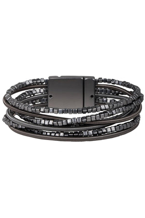Scarlett Metallic Beaded Bracelet: Gunmetal - The Collective Park City