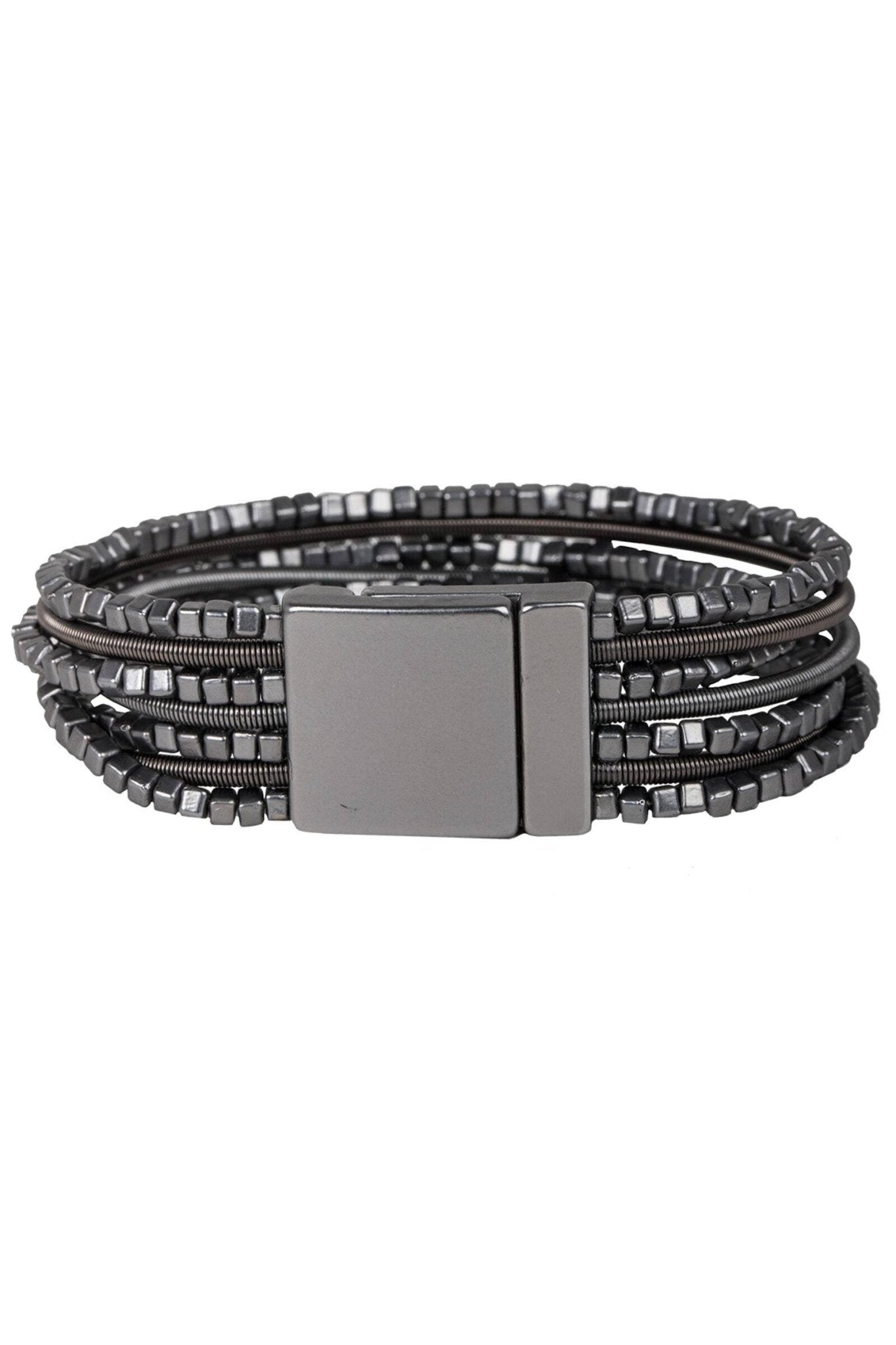 Scarlett Metallic Beaded Bracelet: Gunmetal - The Collective Park City