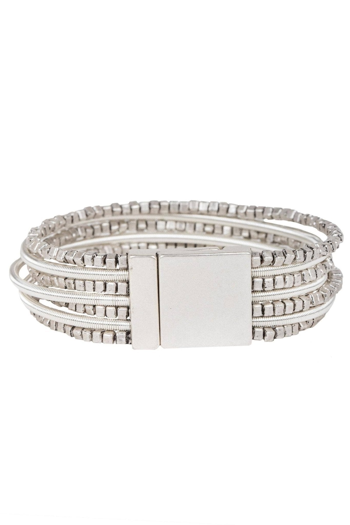 Scarlett Metallic Beaded Bracelet: Silver - The Collective Park City