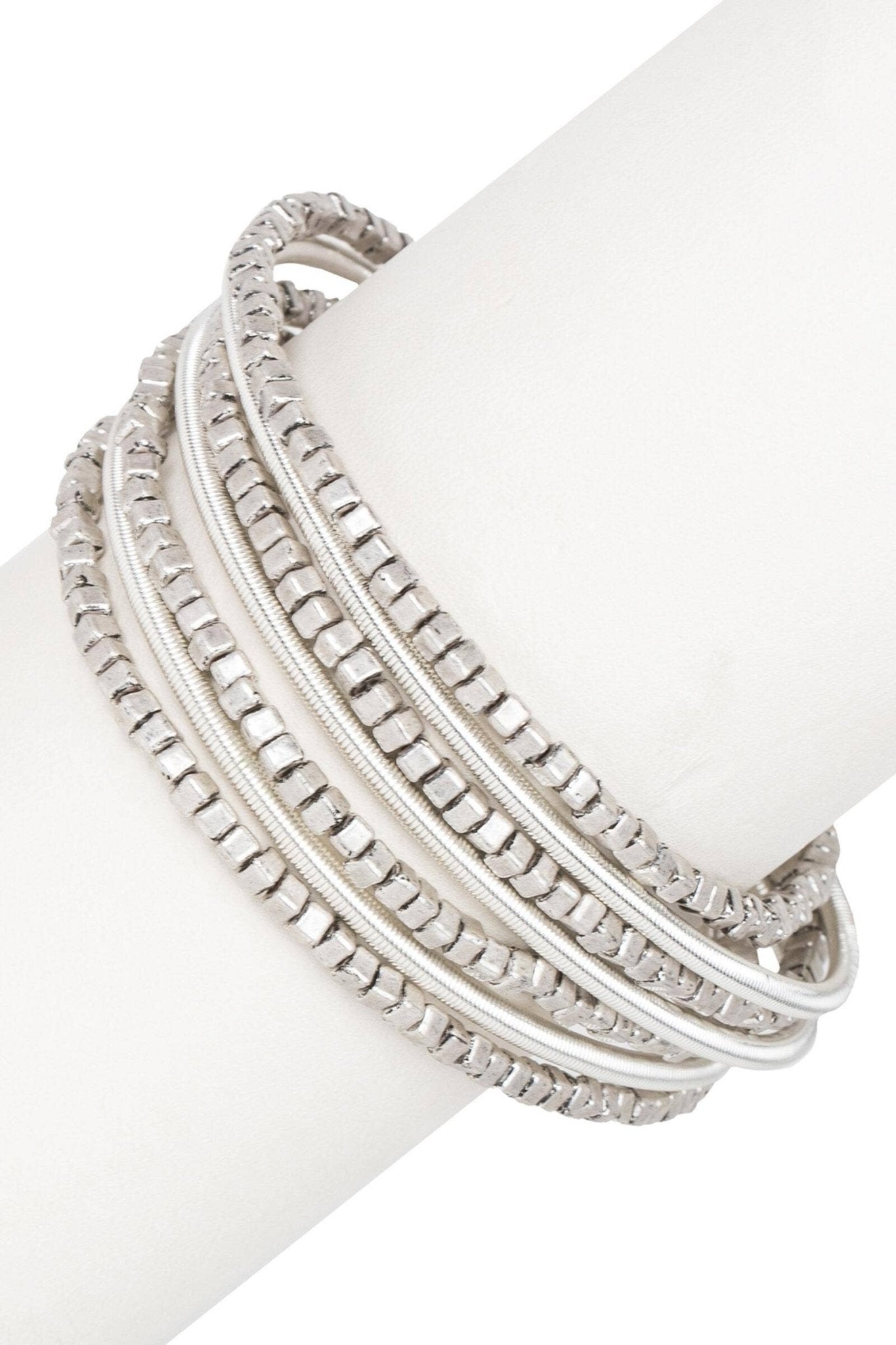Scarlett Metallic Beaded Bracelet: Silver - The Collective Park City