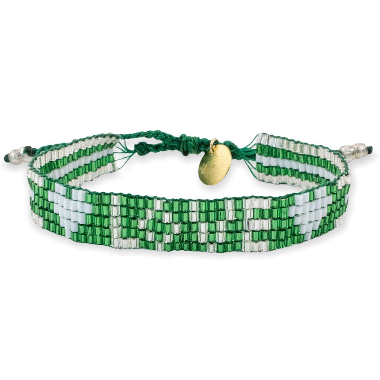 Seed Bead LOVE with Hearts Bracelet - Emerald - The Collective Park City