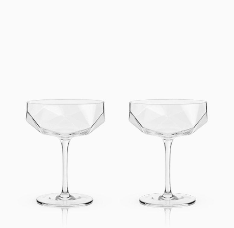 Seneca Faceted Crystal Coupe Glass - The Collective Park City