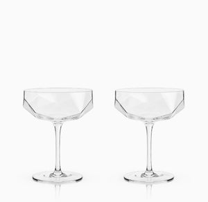 Seneca Faceted Crystal Coupe Glass - The Collective Park City