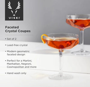 Seneca Faceted Crystal Coupe Glass - The Collective Park City