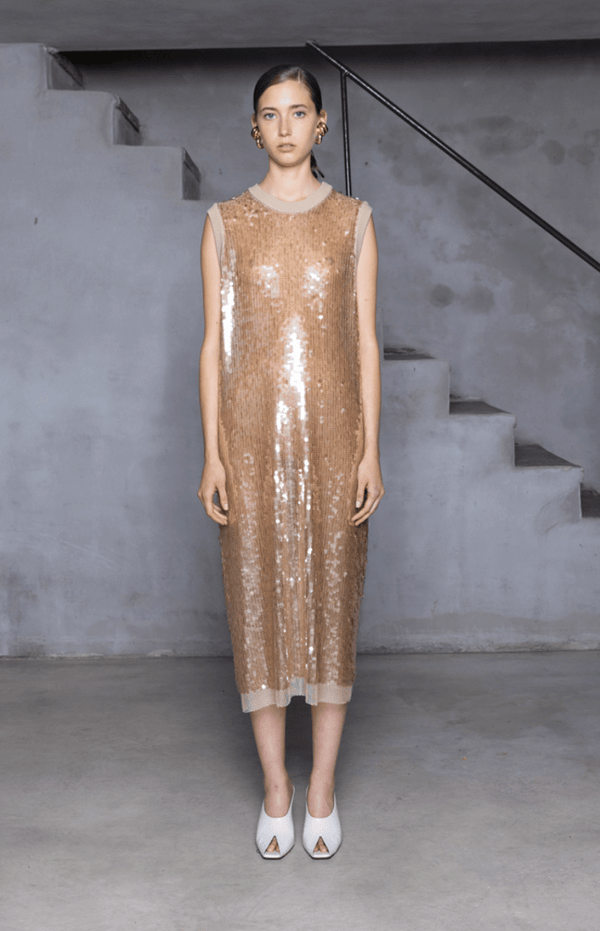 summer sequin dress * 85 cm from Flounced Cotton Dress - Anniversary Color:BILLOW-HVYLINEN