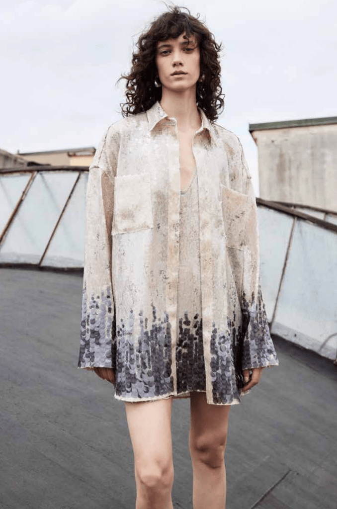 Sequined Button - Down Blouse - The Collective Park City