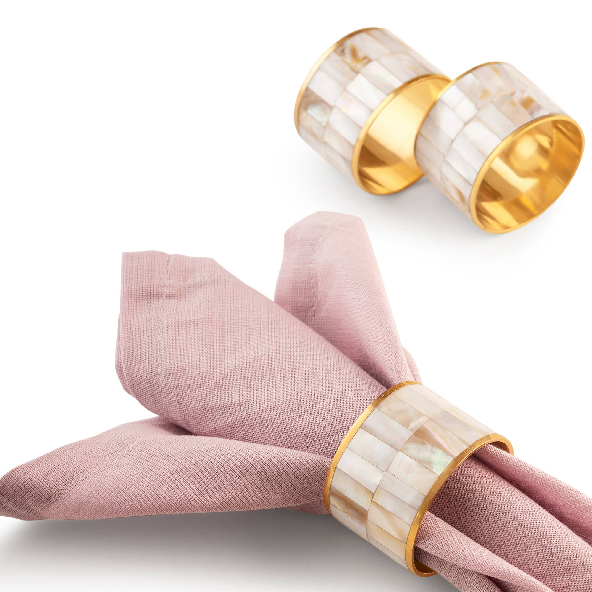 Serena White Pearl Napkin Rings, Set of 6 - The Collective Park City