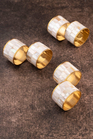 Serena White Pearl Napkin Rings, Set of 6 - The Collective Park City