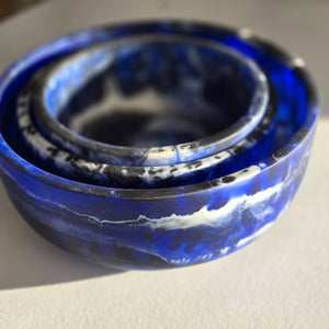 Serving Bowls Set - Hand - poured Resin : Dark Blue - The Collective Park City