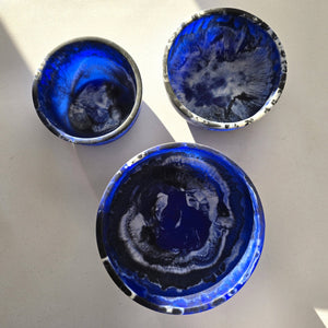 Serving Bowls Set - Hand - poured Resin : Dark Blue - The Collective Park City