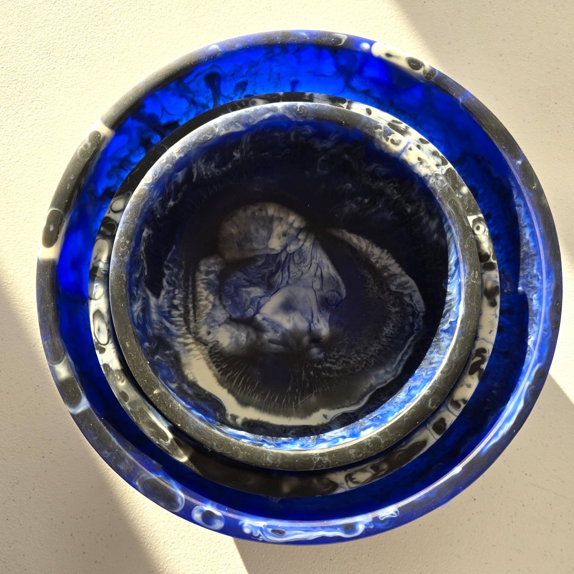 Serving Bowls Set - Hand - poured Resin : Dark Blue - The Collective Park City