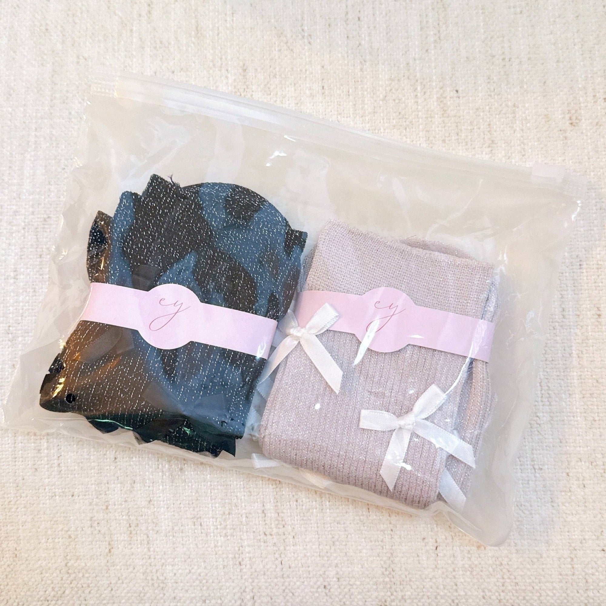 Shimmer Chic Bow Embellished Socks - The Collective Park City