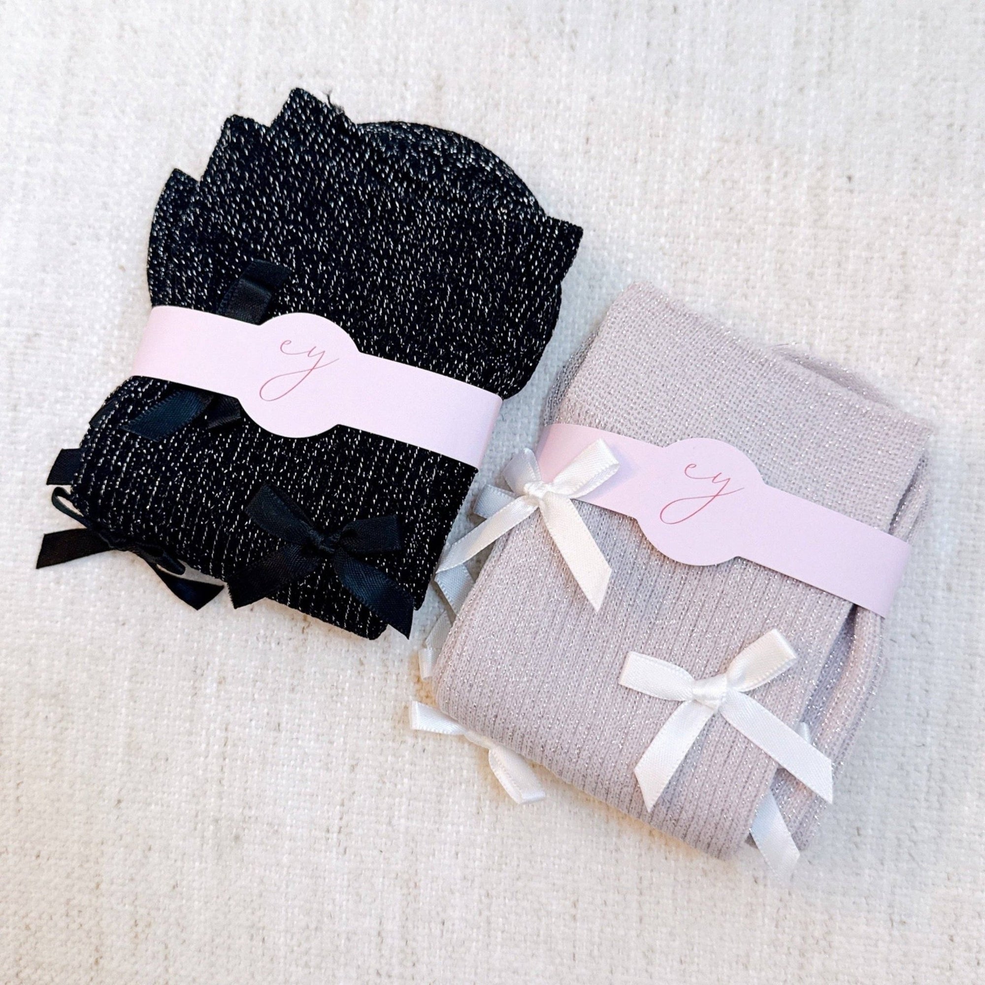 Shimmer Chic Bow Embellished Socks - The Collective Park City
