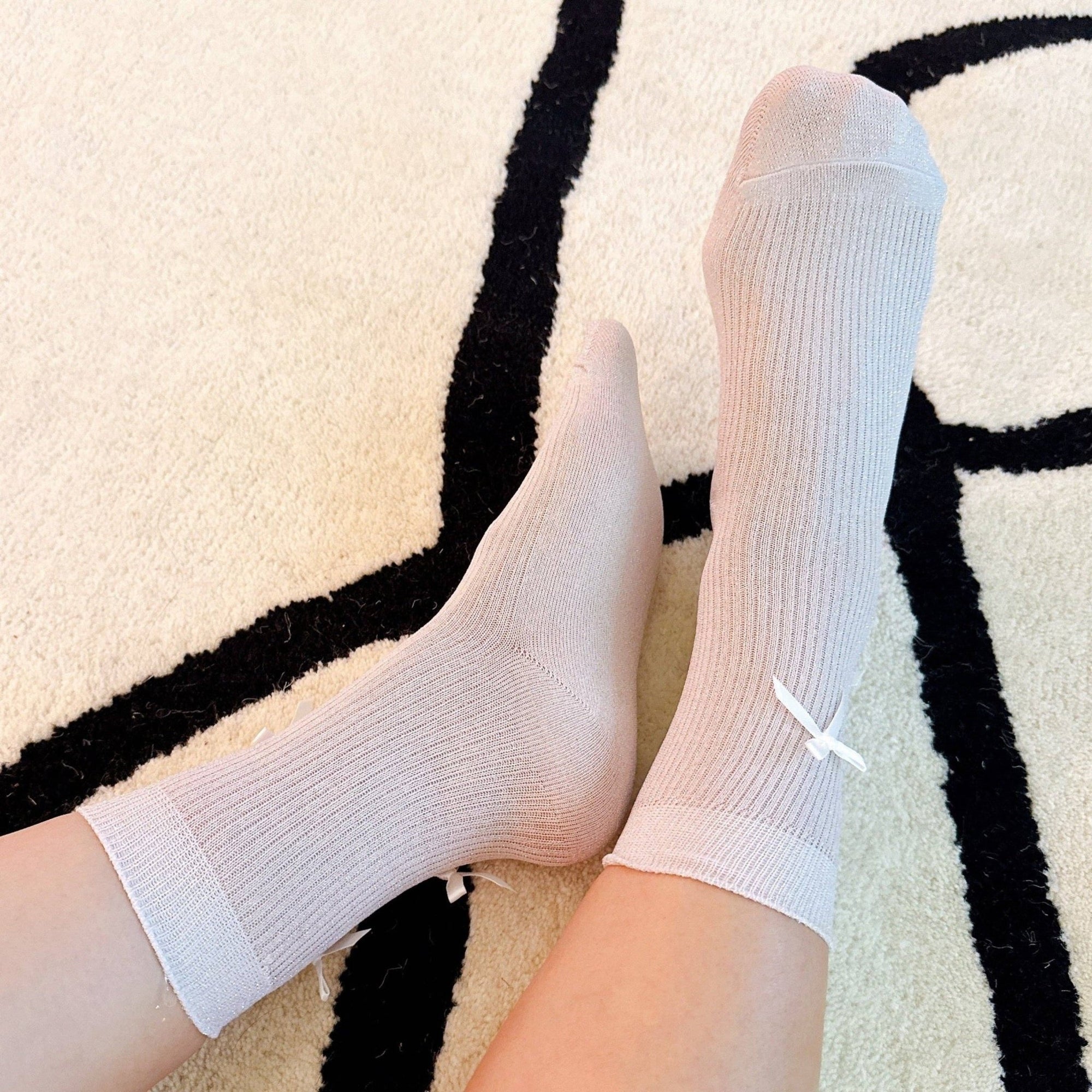 Shimmer Chic Bow Embellished Socks - The Collective Park City