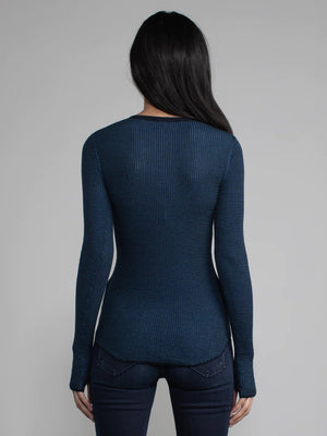 Shirttail Waffle Top - Navy - The Collective Park City