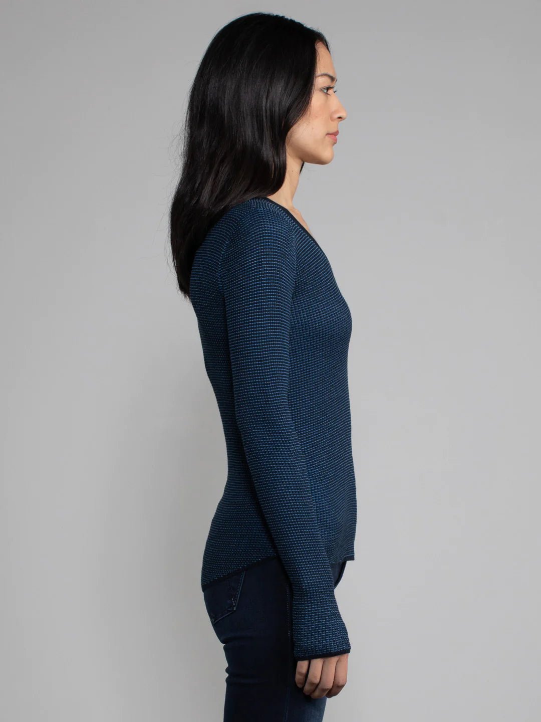 Shirttail Waffle Top - Navy - The Collective Park City