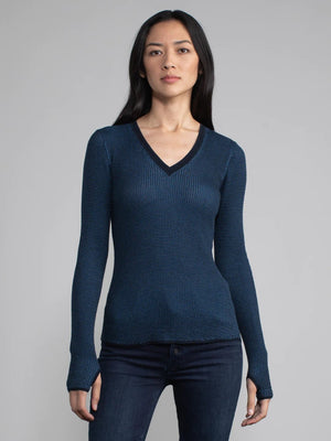 Shirttail Waffle Top - Navy - The Collective Park City