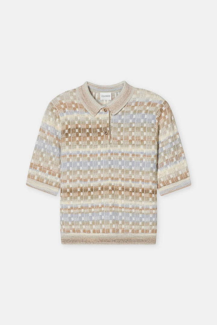 Short Sleeve Knit Polo - Clay/Beige - The Collective Park City