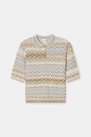 Short Sleeve Knit Polo - Clay/Beige - The Collective Park City