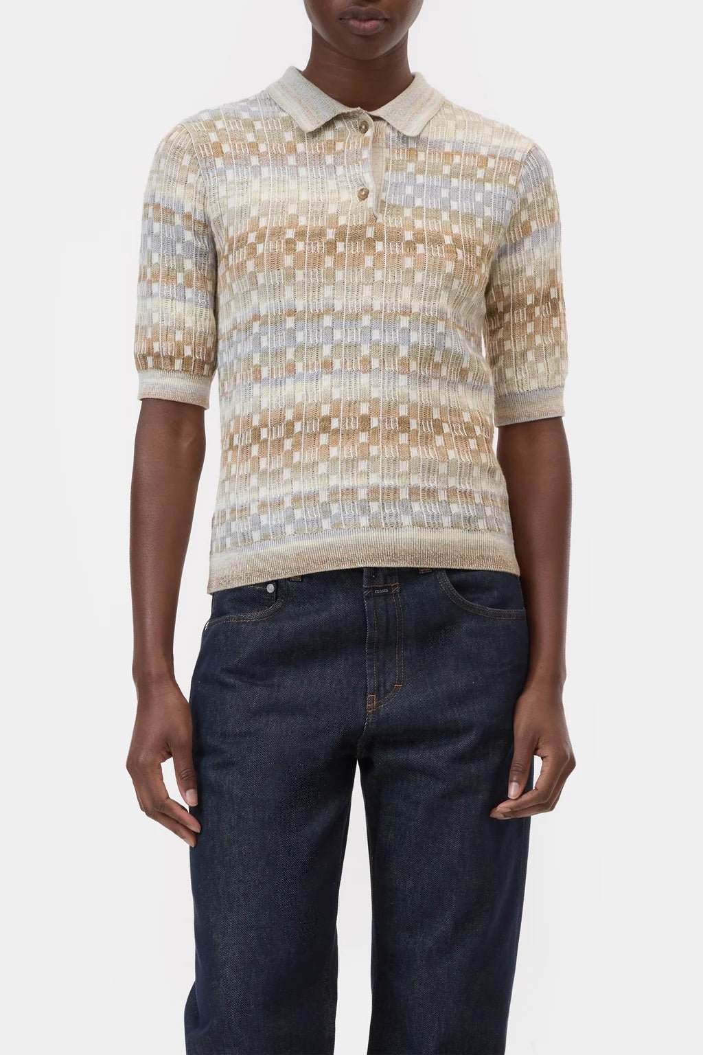 Short Sleeve Knit Polo - Clay/Beige - The Collective Park City