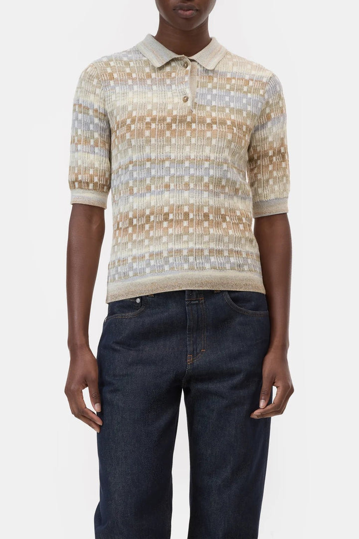 Short Sleeve Knit Polo - Clay/Beige - The Collective Park City