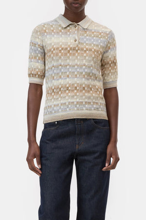 Short Sleeve Knit Polo - Clay/Beige - The Collective Park City