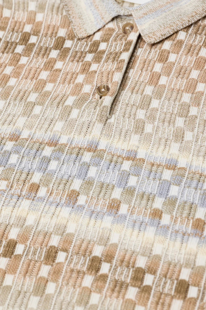 Short Sleeve Knit Polo - Clay/Beige - The Collective Park City