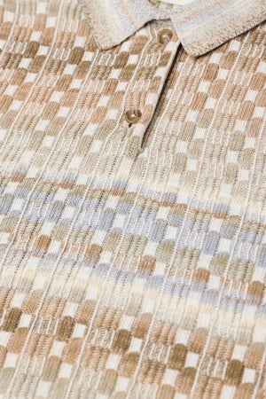 Short Sleeve Knit Polo - Clay/Beige - The Collective Park City