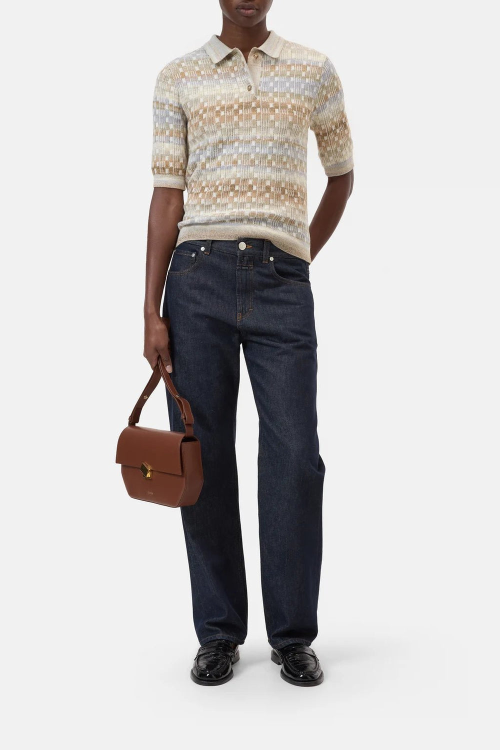 Short Sleeve Knit Polo - Clay/Beige - The Collective Park City
