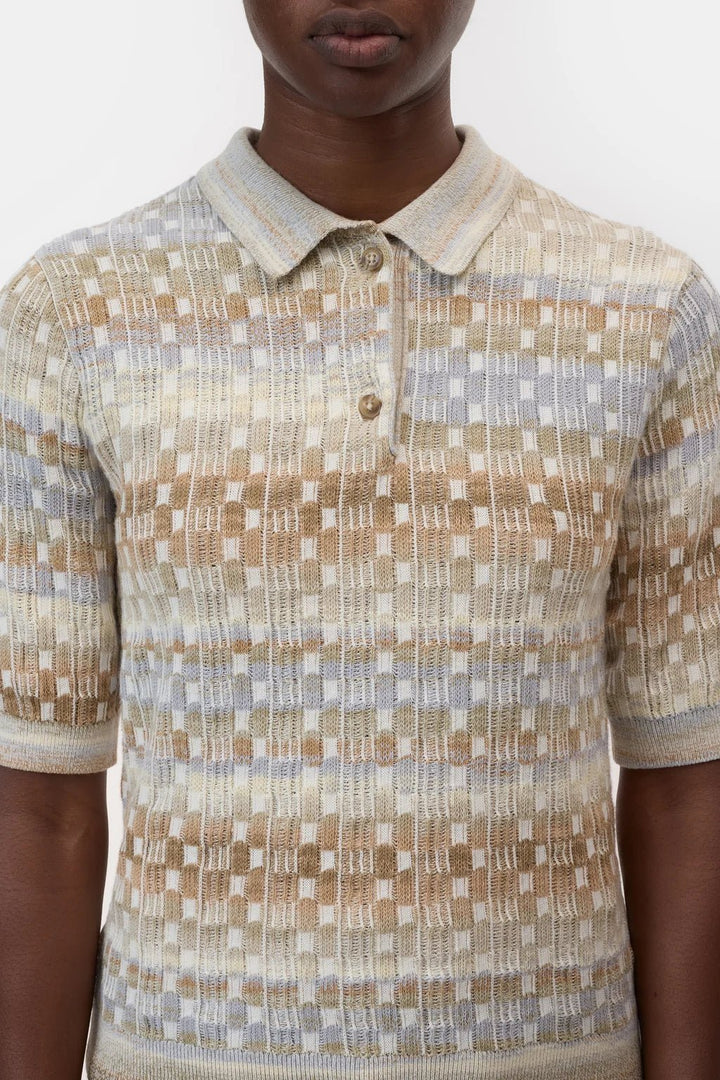 Short Sleeve Knit Polo - Clay/Beige - The Collective Park City