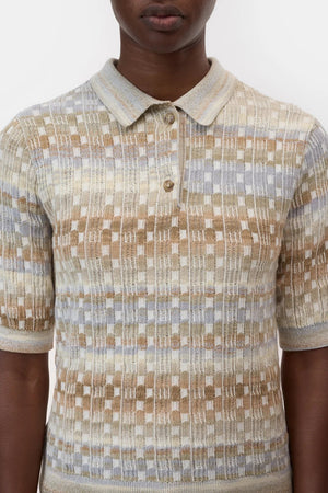 Short Sleeve Knit Polo - Clay/Beige - The Collective Park City