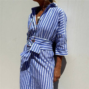 Short Sleeve Striped Shirt Dress - The Collective Park City