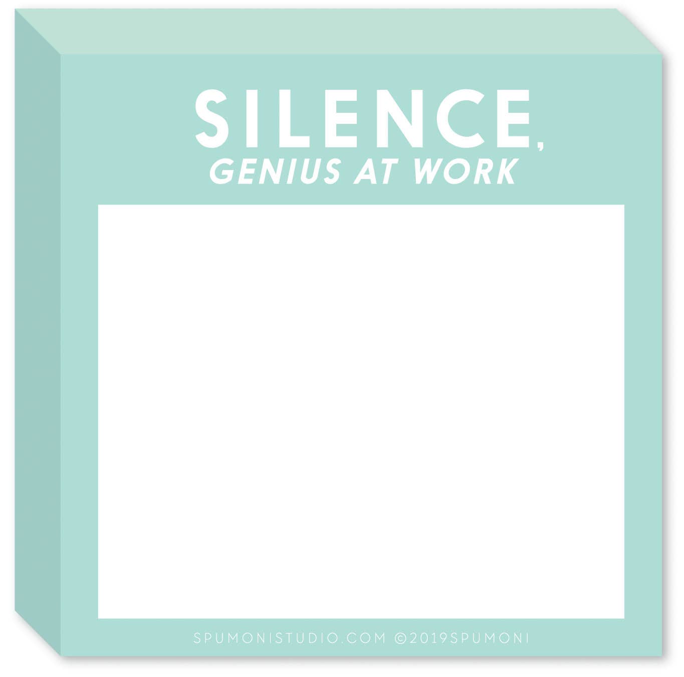 Silence. Genius at Work (memo sticky pad) - The Collective Park City