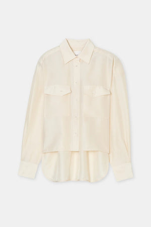 Silk Utility Button Down Shirt - Ecru - The Collective Park City