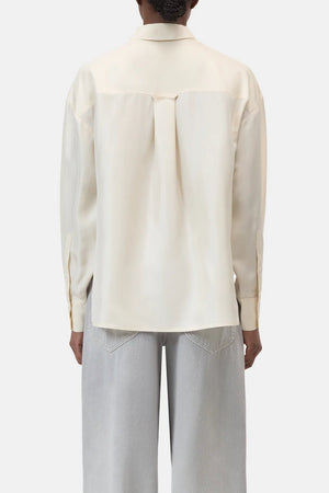 Silk Utility Button Down Shirt - Ecru - The Collective Park City