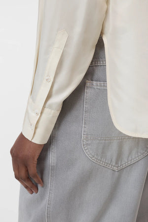 Silk Utility Button Down Shirt - Ecru - The Collective Park City