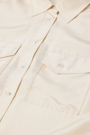 Silk Utility Button Down Shirt - Ecru - The Collective Park City