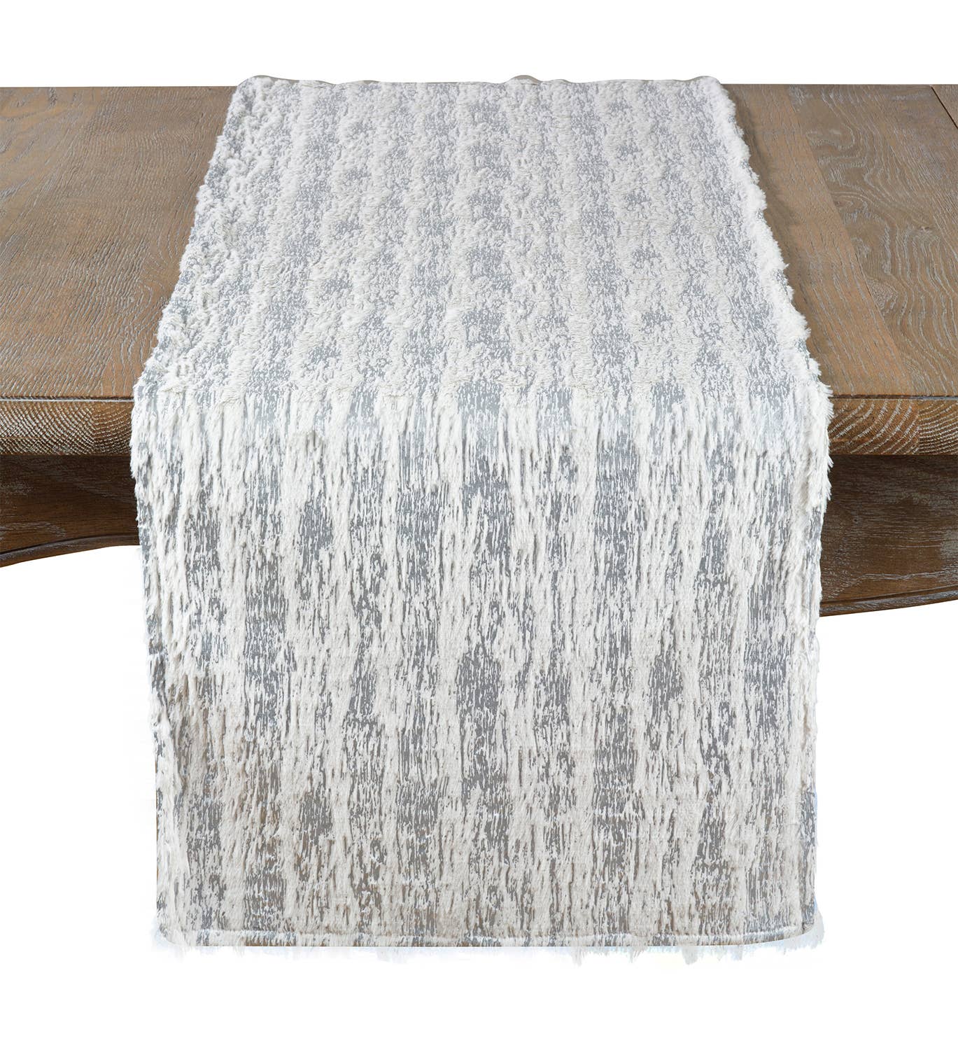 Silver Brushed Foil Faux Fur Table Runner - The Collective Park City