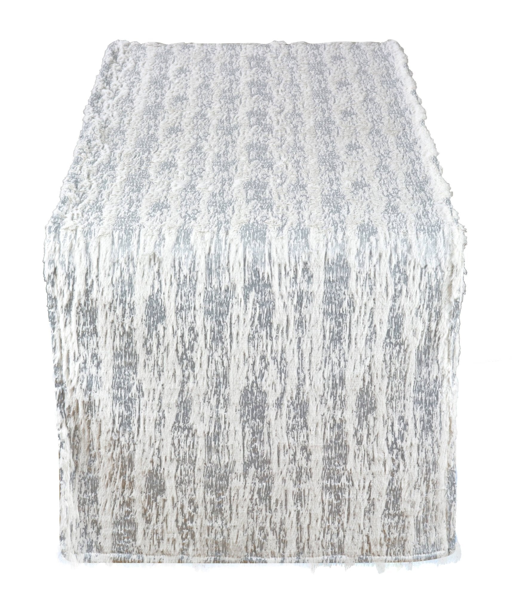 Silver Brushed Foil Faux Fur Table Runner - The Collective Park City