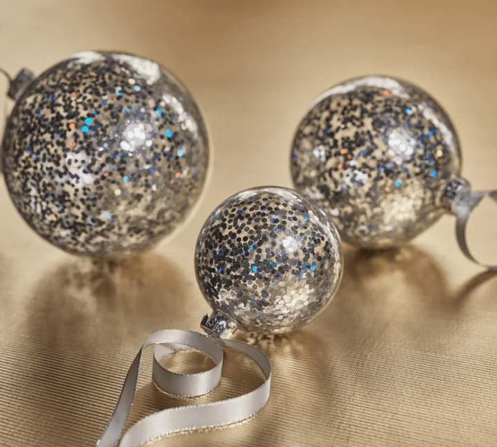 Silver Confetti Glass Ornament - 4.75" - The Collective Park City