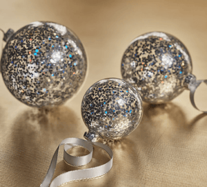 Silver Confetti Glass Ornament - 4.75" - The Collective Park City