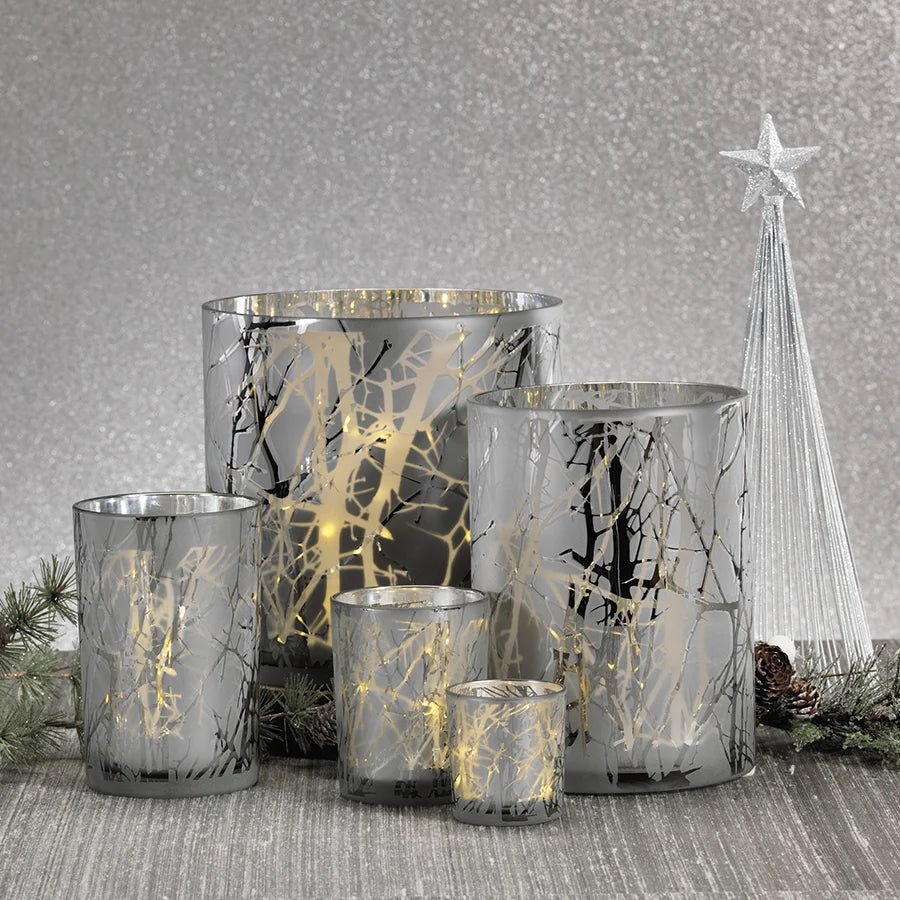 Silver Plated Hurricane Lamp - 9.5" - The Collective Park City