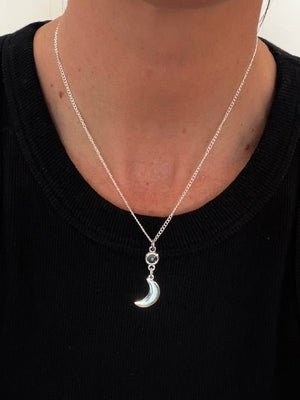 Silver Plated Moon Necklace - The Collective Park City