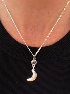 Silver Plated Moon Necklace - The Collective Park City