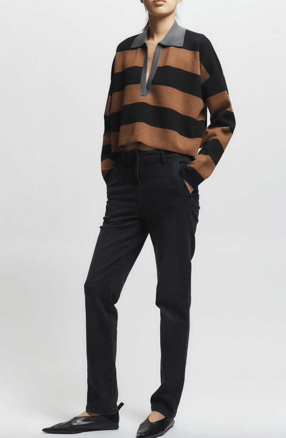 Simira Striped Knit Polo Top - The Collective Park City