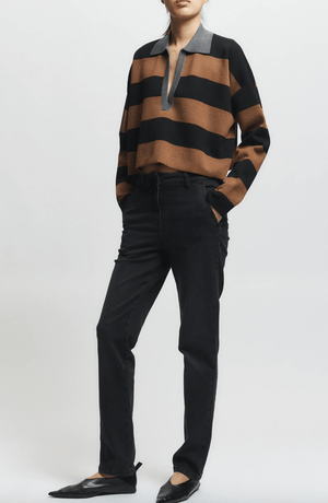 Simira Striped Knit Polo Top - The Collective Park City