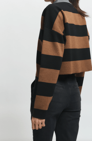 Simira Striped Knit Polo Top - The Collective Park City