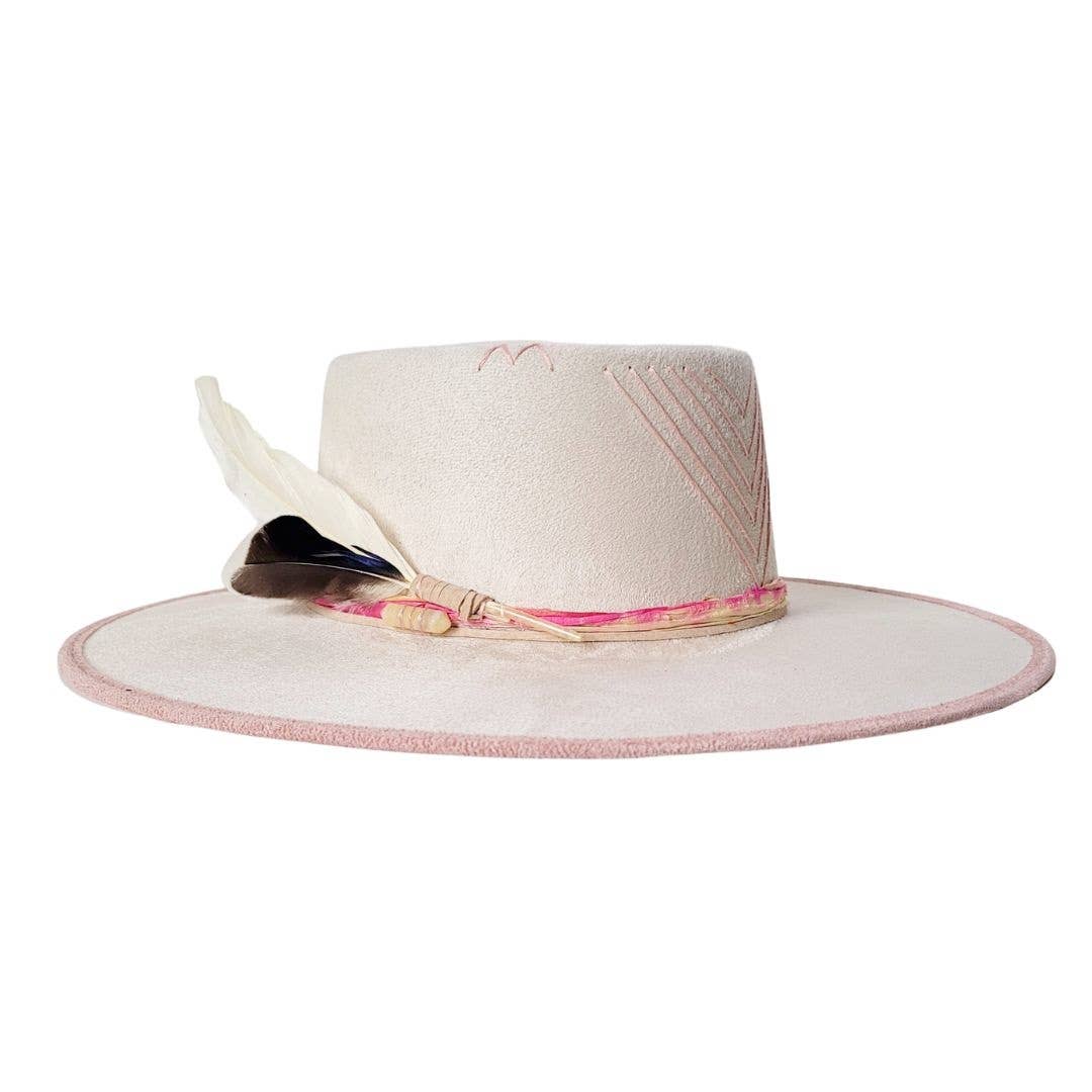SINCLAIR Women's Telescope Crown Beige and Pink Hat: Beige/Pink / M/L - The Collective Park City
